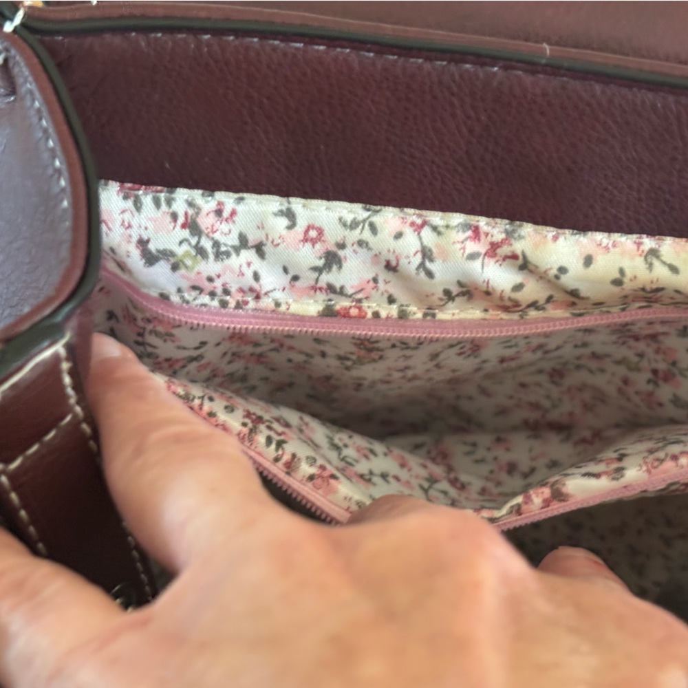 Islander Jura Backpack in burgundy leather and burgundy multi Harris Tweed - Picture 9 of 16